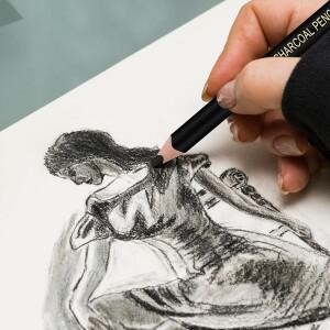 전문가용 목탄 연필 드로잉 세트 -12개 소프트, 미디엄, 하드 스케치, 쉐이딩, 아트용