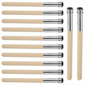 *N21R 12개입 나무 연필 연장기, 길이 조절 가능한 금속 손잡이 당김식 목탄 홀더 포함