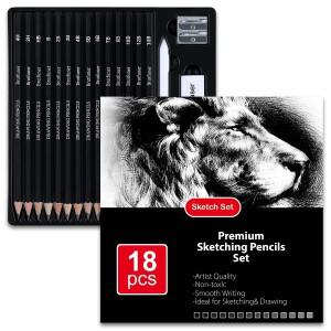 14-58팩 드로잉 스케치 세트, 3색 흑연, 목탄 연필이 포함된 프로 아트 용품, 음영에 이상적
