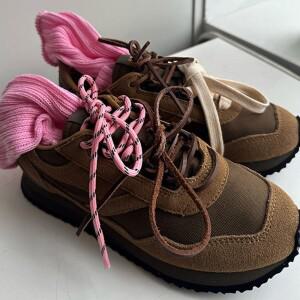 운동화 로프 끈 4 Pcs 빈티지 Miu 라운드 플랫 가죽 조합 DIY 스포츠 신발 DE 트레이닝