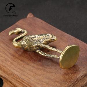 빈티지 황동 플라밍고 작은 동상 장식, 골동품 구리 동물 입상, 미니어처 홈 데스크탑 공예 컬렉션