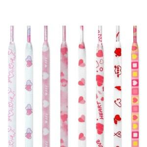 플랫 핑크 러브 신발끈, 맞춤형 발렌타인 데이 하트 로프 커플 하이 캔버스 스포츠화, AF1 용 신발 끈,