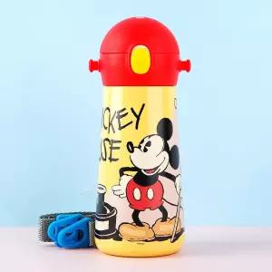 미키 더보틀 원터치 어깨끈 이중스텐 물통 460ml아동식기 이유 물병 소풍 휴대용 빨대