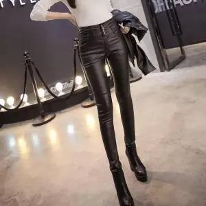 [하프클럽/셀러허브_여성트랜드패션]F006977_(기모)버튼포인트 코팅스키니팬