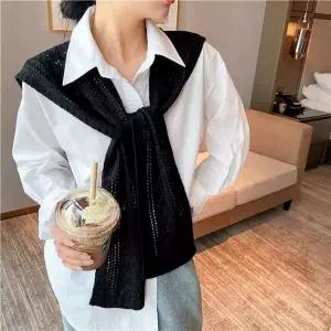 짜임 어깨 숄 레이어드 가디건 니트 판쵸 숄더 케이프 여성 의류