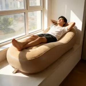 원클릭 자동 공기주입 에어매트리스 1인용 휴대용 캠핑용 소파베드 릴렉스 낮잠 매트 텐트용