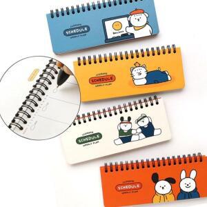 [2개구성] 꼬망 스케줄 4종 X2개 노트 미니 초등학생 중학생 고등학생 스프링 캐릭터 플래너 EWA5A123