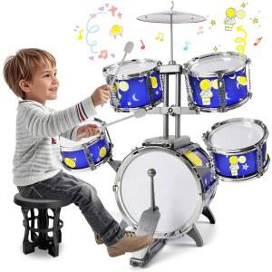 5세 소년용 5개 소년 소녀 베이스 포함 음악 재즈 키트 세트 6세 선물용 드럼 장난감