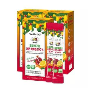 뉴트리디데이 리얼 유기농 레몬석류즙 100프로 20g×14포 3개 가벼운 한포