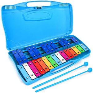 포레인암 실로폰 메탈 타악기 악기 25노트 글로켄스필 있는 케이스가 안전한 초보자를 컬러풀 캐리 망치 2개 위한