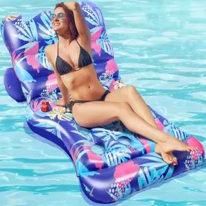 키조리아 2025 새로운 수영장 플로트 레이크 비치 파티용 조절 가능한 등받이 컵 홀더가 있는 풍선 라운지