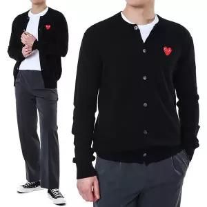 [꼼데가르송] 레드하트 와펜패치 울 라운드 니트 가디건/AX N007 051 1