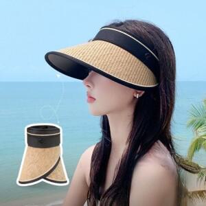 돌돌이 라탄 썬캡 햇빛차단모자 여성창모자 여성썬캡 썬햇 테니스썬캡 햇빛모자 모자햇빛가리개 돌돌이모