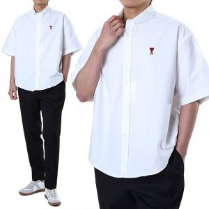 아미 스몰하트 오버핏 반소매 옥스포드 셔츠 화이트