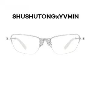 슈슈통 위민 큐빅 쥬얼리 패션 안경테 실버 안경 메탈 프레임