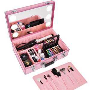 화장품 가방 메이크업 메이크업박스 화장대 박스 조명 화장품정리함 핑크 제품 케이스