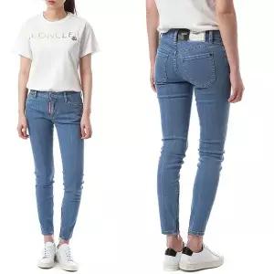 [디스퀘어드2]디스퀘어드 로고탭 화이트 래더패치 중청진_미디엄웨이스트스키니핏/72LB0273