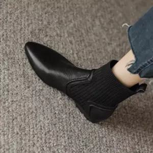 WZXNPD010 여성 가을 겨울 니트 스판 스틸레토 플랫 삭스 스니커즈