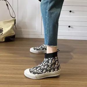 WZXNPD014 여성 가을 겨울 니트 플랫 삭스 스니커즈