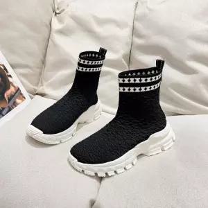 WZXNPD071 여성 가을 겨울 통굽 스판 니트 삭스 스니커즈