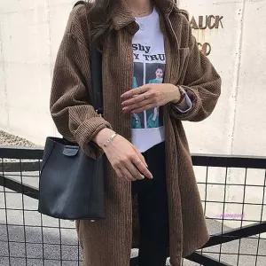 카라형가디건 롱남방 코트 골지 골덴 가을자켓 롱가디건uvw606