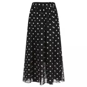 샵앤 봄 여성 밴딩 도트 플레어 땡땡이 롱 스커트 PIC-WSK-20315-블랙