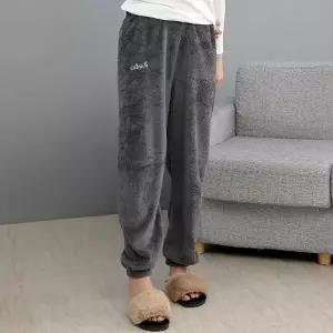 여자 밍크 수면바지 플리스 그레이 극세사 수면바지 두꺼운 수면바지 융기모 바지 집에서입는바지 방한바지