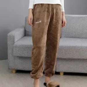 여자 밍크 수면바지 플리스 브라운 극세사 수면바지 두꺼운 수면바지 융기모 바지 집에서입는바지 방한바지