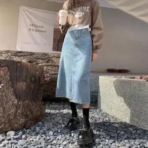 여자 가을 봄 앞트임 데님스커트 청치마 A라인 스커트 랍슨유통