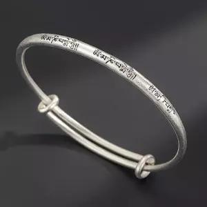 옴마니반메훔 순은 999 도금 무광 브러싱 뱅글 만트라 팔찌