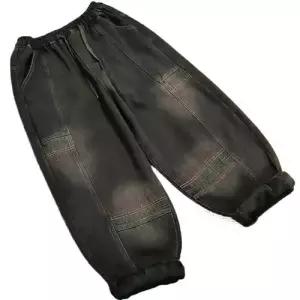 바지 여성 빈티지 동계 기모 배기핏 실 도톰 컬러 데님바지 보온 배기 청바지 데일룩 DAOL4