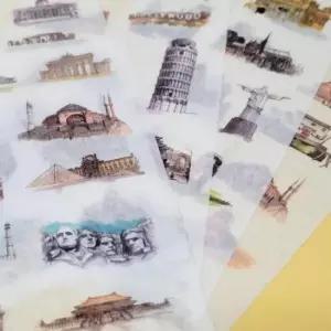 다꾸용품 세계명소 종이스티커 휴대폰 캐리어 꾸미기 6장