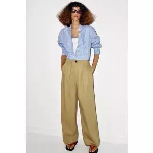 [국내배송] 자라 ZARA 오버사이즈 벨트 셔츠 - 블루 화이트 956941