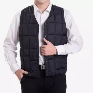 바둑판 남성 윈터 패딩조끼 경량 따뜻 퀼팅 브이넥 베_20528776_667501