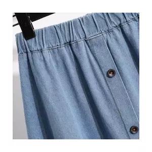 마이진 스커트 여자 데님 버클 청치마 빅사이즈 동생 풍수 스트릿 학생 스트링 반복 통통 ADOR1