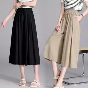 [베스트TOP100] 여자 여름 편한 와이드 롱 치마바지 밴딩팬츠 통바지