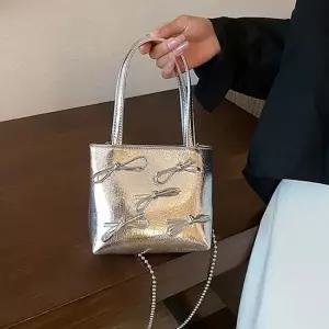 여행가방 캐리어 배낭 여성 리본포인트 실버 미니크로스 토트백