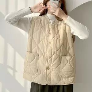 [다잇템]여자 아가일 경량패딩 보온 누빔 박시핏 조끼 (11562270A)
