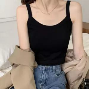 [베스트TOP100] 여성 캡 내장 크롭기장 스타일 민소매 이너웨어