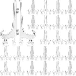 윌징 100피스 3인치 투명 플라스틱 이젤 스탠드 미니 아크릴 접시 홀더 디스플레이 그림 액자 수집품