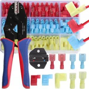 쿨워 나일론 스페이드 커넥터 직각 키트 90도 터미널 퀵 디스커넥트 엔드 크림퍼 크림핑 공구 전기 자동차