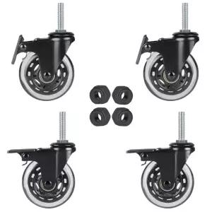 잠금 브레이크가 있는 히레이트 3인치 캐스터 휠 작업대 카트 가구 돌리 트롤리 나일론 너트가 포함된 4개