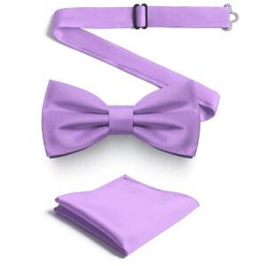 쿠엘레 블랙 남성 프리타이드 보우 타이 & 포켓 스퀘어 세트 - 결혼식을 위한 우아한 정장 넥웨어