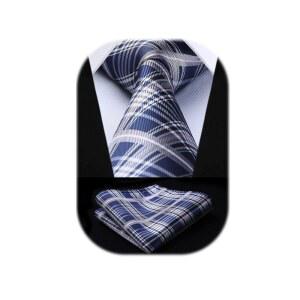 남성용 HISDERN 넥타이와 포켓 스퀘어 직조 비즈니스 정장 넥타이 손수건 세트 결혼식 파티