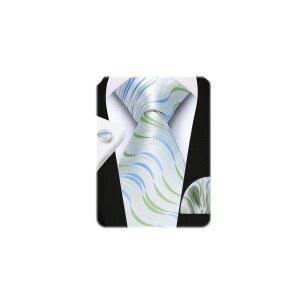 HISDERN 남성, 파티용 손수건 커프스 링크로 실크 스트라이프 격자 넥타이와 포켓 스퀘어 세트 클래식 넥타이 연결