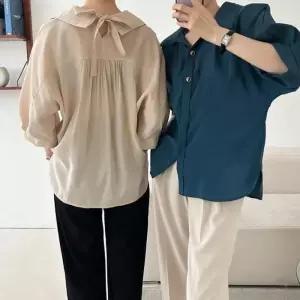 [신상오픈런]통소매 봄여름 코쿤핏 백리본 루즈핏셔츠 찰랑블라우스 (30121478)