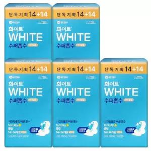 화이트 생리대 수퍼흡수 슬림 중형 14+14매 X 5팩 날개형