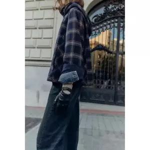 ZARA 울 페이크 레더 장갑 - 블랙