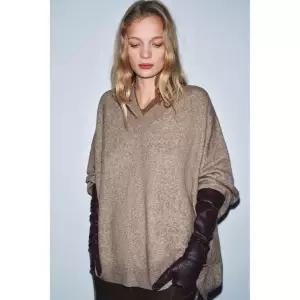 ZARA 100% 가죽 롱 장갑 - 초콜렛