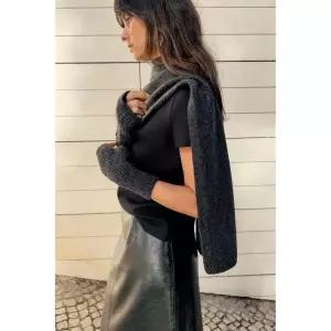 ZARA 쇼트 니트 미튼 - 다크 그레이